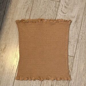 H&M Ribbed Smocked Tube Top in Warm Taupe